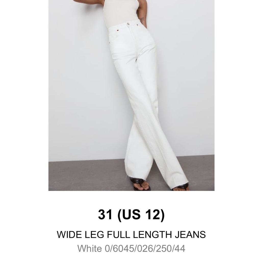 ZARA WHITE WIDE LEG JEANS - SZ 31 / SZ 12